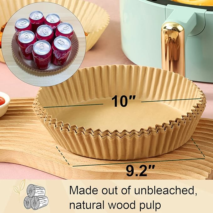 Large Air Fryer Disposable Paper Liner Round, 10 Inch Parchment Liners Non-Stick Fryer Paper Pads