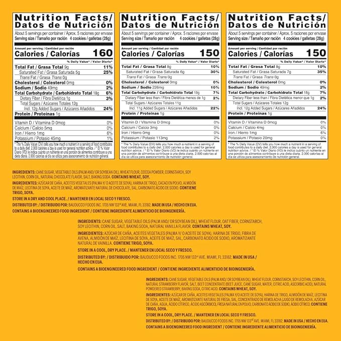 Bauducco Wafer Cookies, Assorted, Chocolate, Vanilla, and Strawberry, 60 oz (Pack of 12) - Crispy &