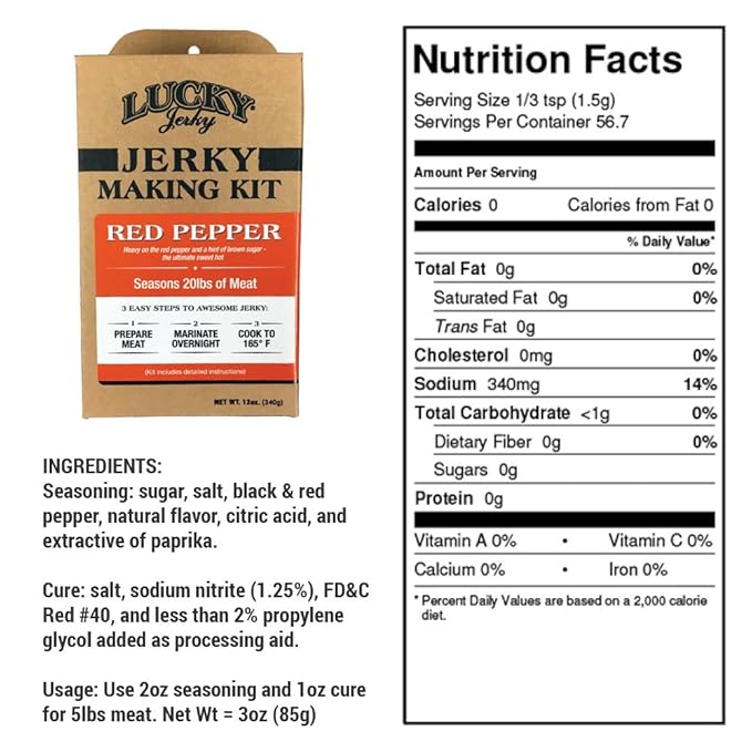 Lucky Jerky DIY Jerky Seasoning and Cure Kit 4 Pack - Original, Red Pepper, Teriyaki, Peppered