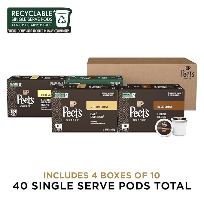 Peet's Coffee, Single Serve Coffee Pods Variety Pack - Luminosa Breakfast Blend, Café Domingo