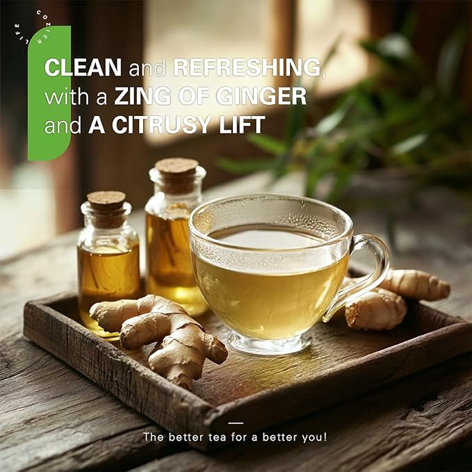 WT WEETEE Lemon Ginger Decaf Green Tea Bags 50 Counts, Made of Decaffeinated Green Tea, Ginger &