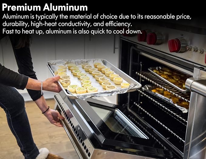 CURTA 12 Pack Aluminum Sheet Pan, NSF Listed Half Size 13 x 9 inch Commercial Bakery Cake Bun Pan