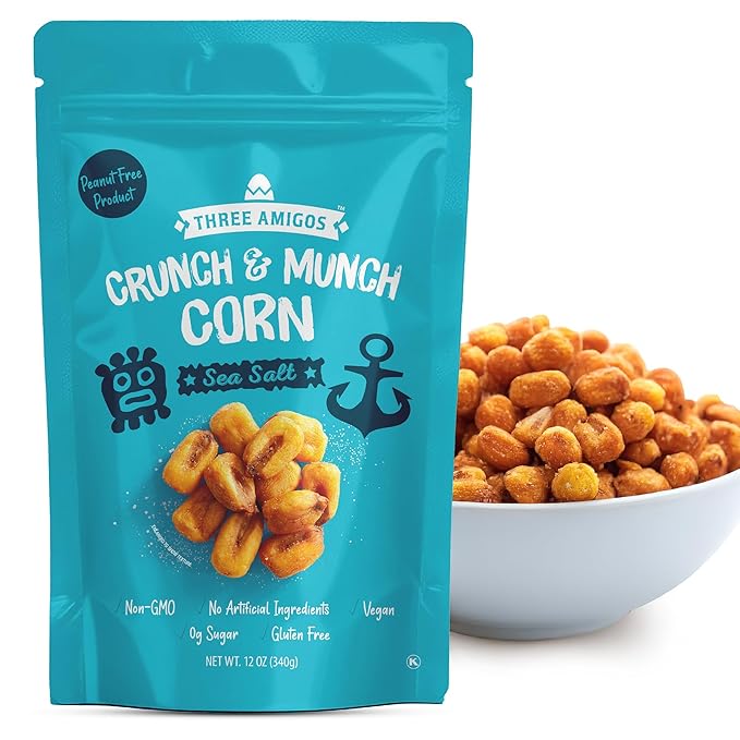 Three Amigos Corn Nuts Suger Free, 100% Vagan, Peanut Free Non-GMO (All Natural Ingredients)