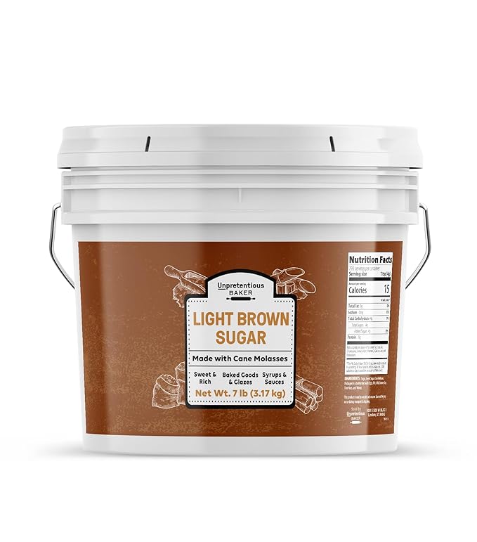 Unpretentious Light Brown Sugar, 1 Gallon, Made With Cane Molasses, Perfect For Desserts, Meat &