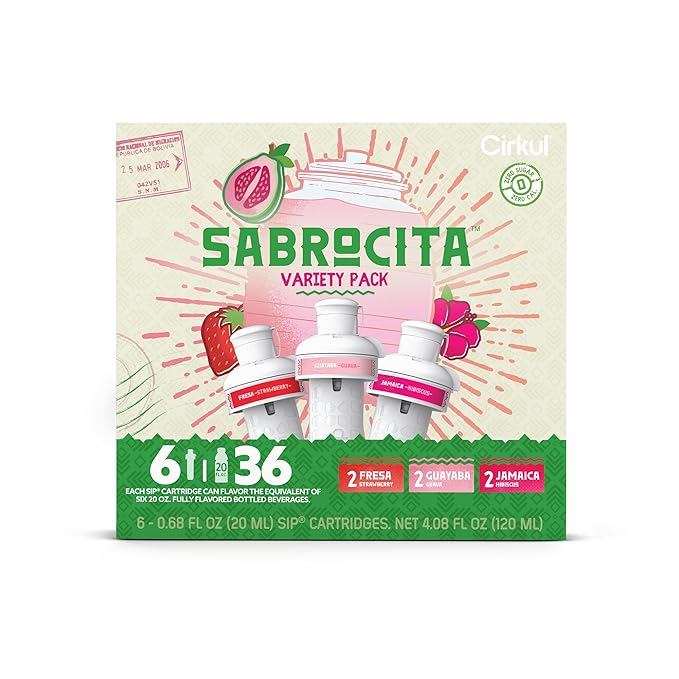 Cirkul Sabrocita Flavor Cartridge Variety Pack, 6-Pack (2 Strawberry, 2 Guava, 2 Hibiscus), No