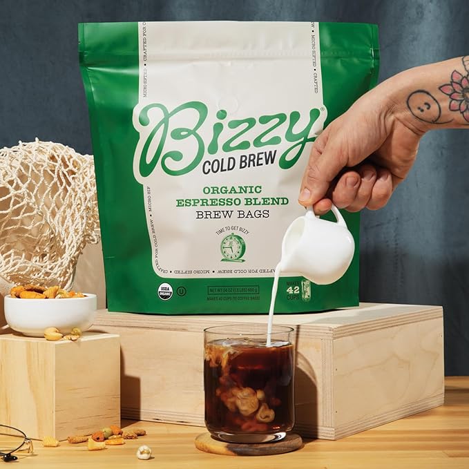 Bizzy Organic Cold Brew Coffee | Espresso Blend | Coarse Ground Coffee | Medium-Dark Roast | Micro