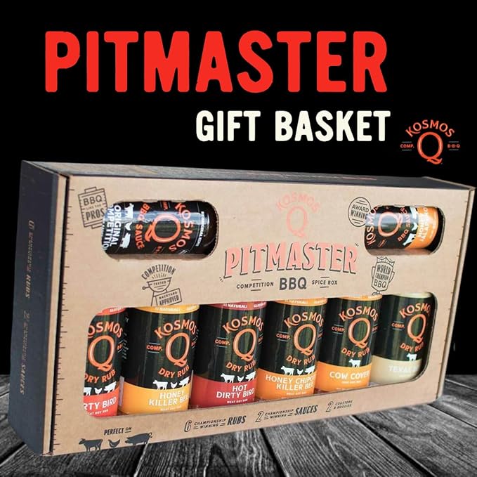 Kosmos Q Pitmaster BBQ Sauce & Spice Gift Set – 8-Piece Grill Seasoning Sampler with Barbecue