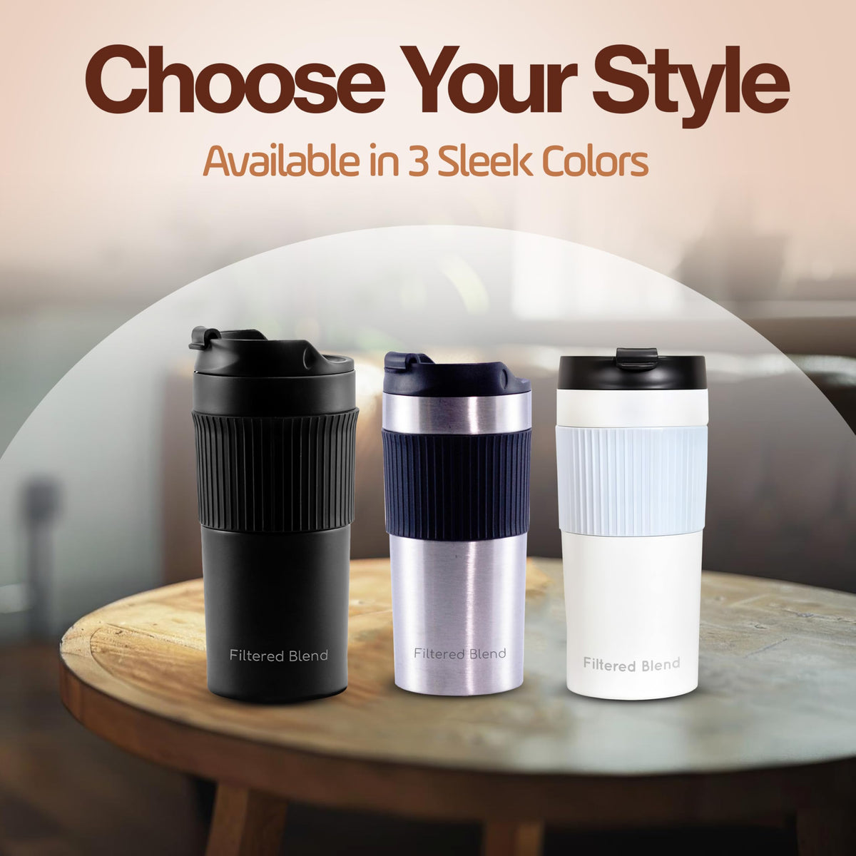 15oz Stainless Steel Travel French Press-Insulated Coffee Mug-Tumbler Black