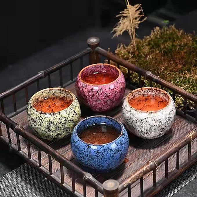 MQjzsh Chinese Japanese Traditional Ceramic Tea Cups, Mini Ceramic Kung Fu Tea Cups, Mate Cup Set