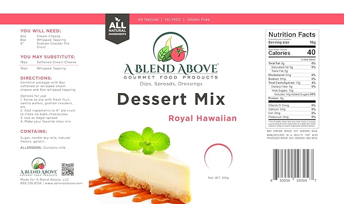 A Blend Above Royal Hawaiian Cheesecake Mix - No-Bake Desserts, All Natural, Vegan, Gluten Free, No