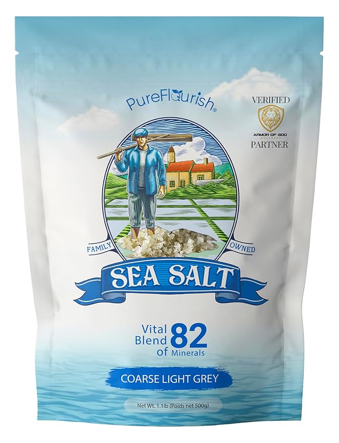 Pure Flourish Coarse Sea Salt 1.1 LB | Certified French Harvest & Import | Organic & Unrefined |