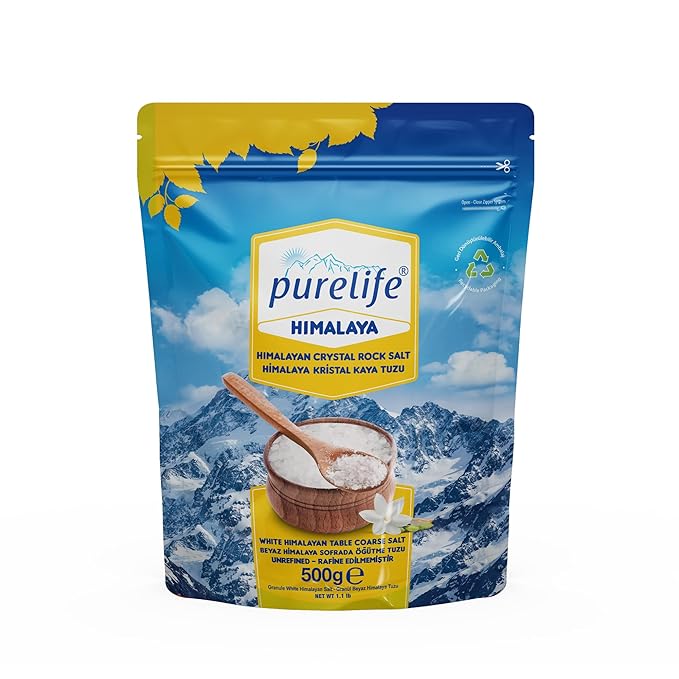 Purelife Himalayan Coarse Salt White – Unrefined Natural Crystal Rock Salt for Grinders & Mills