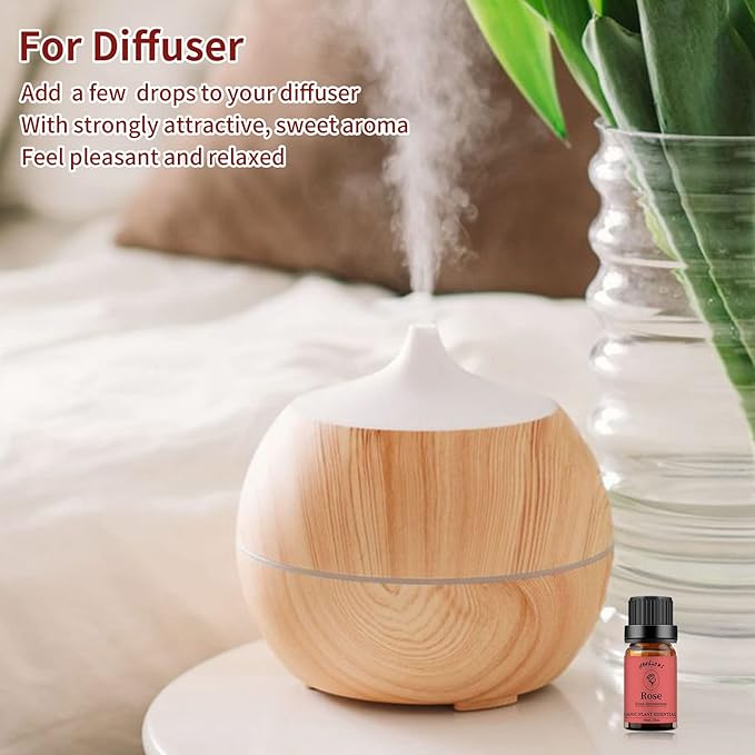 yethious Rose Essential Oil 100% Pure Rose Scented Oil for Diffuser & Aromatherapy Fragrance DIY