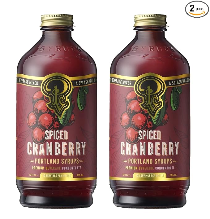 Portland Syrups Spiced Cranberry Syrup - Drink Mixer for Crafting Cocktails, Mocktails, & Seasonal