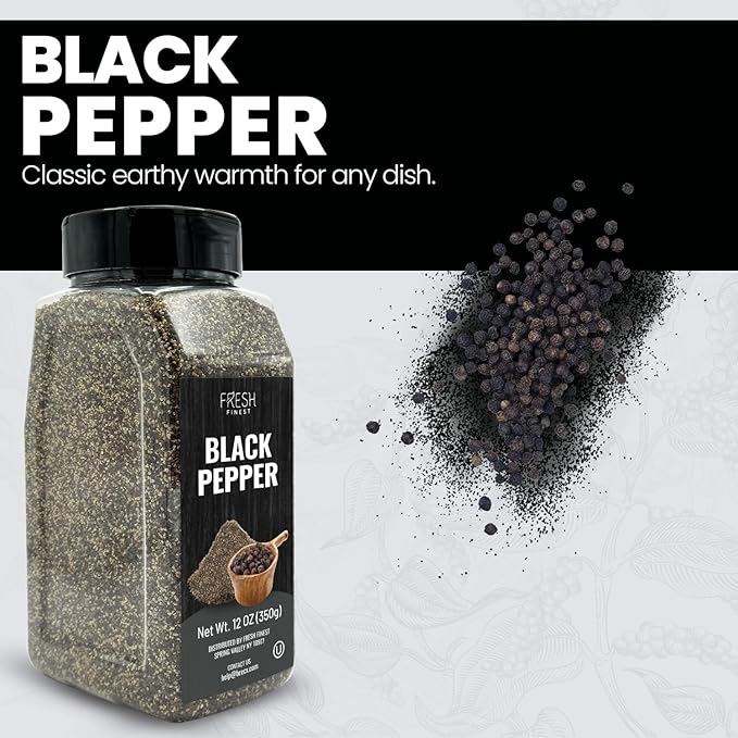 Fresh Finest Course Black Pepper ??12 oz 350G for Home and Commercial Cooking - Course Grind Black