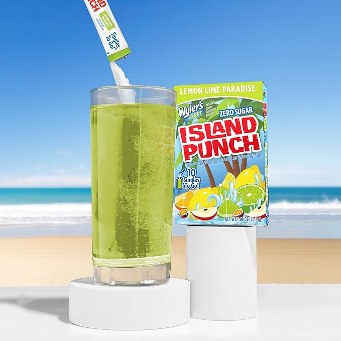 Wyler?셲 Light Island Punch Singles To Go, Lemon Lime Paradise, 10-Count per Box (12 Pack) ??Low