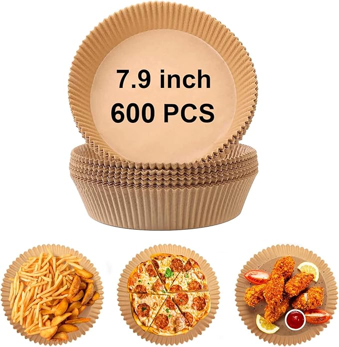 600 PCS 7.9 Inch Round Air Fryer Baking Paper Liners, Non-Stick Parchment Paper Liners for 5-8QT