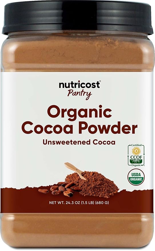 Nutricost Pantry Organic Cocoa Powder (1.5 Pounds Per Bottle) Non GMO, Gluten Free, Vegan, Baking