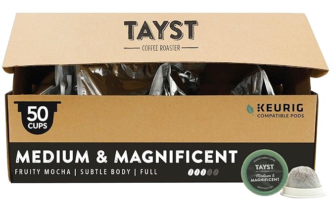 Tayst Coffee Pods, Medium & Magnificent Medium Roast, K Cups Compatible with Keurig Coffee Maker