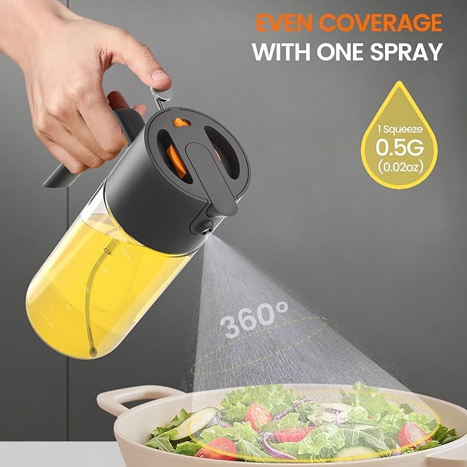 Oil Sprayer for Cooking, 2025 Large Advanced Olive Oil Dispenser Bottle,500ml/17oz Glass Olive Oil
