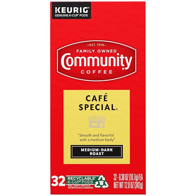 Community Coffee Café Special, Medium-Dark Roast, Single-Serve Keurig K-Cup Pods, 32 Count (Pack of