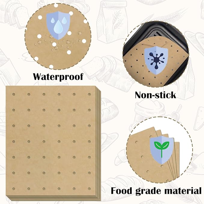 120 Sheets 9x11inch Unbleached Air Fryer Parchment Paper Liners,Non-stick Disposable Rectangle