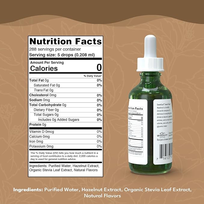 SweetLeaf Stevia Liquid Sweet Drops - Hazelnut Flavored Drops, Stevia Liquid Sweetener