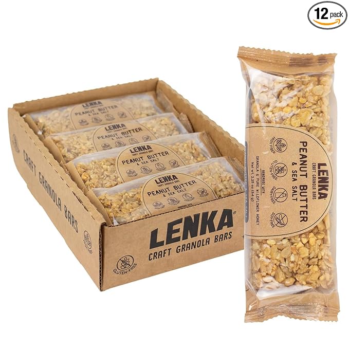 Lenka Bars - Peanut Butter & Sea Salt Snack Bars, Gluten Free, High Fiber, Kosher, Wholesome, No