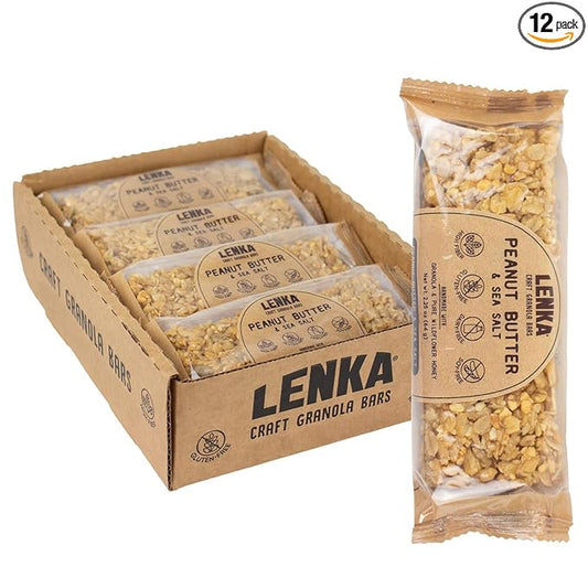 Lenka Bars - Peanut Butter & Sea Salt Snack Bars, Gluten Free, High Fiber, Kosher, Wholesome, No