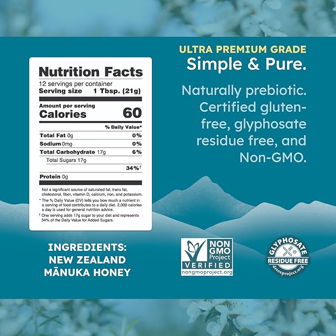Melora Raw Manuka Honey from New Zealand | UMF 15+ | MGO 525+ | 8.8 Oz Jar | Safe for Skin Care |