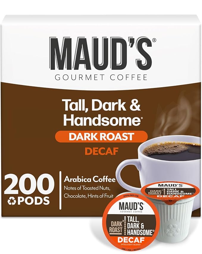 Maud's Decaf Dark Roast Coffee Pods, 200 ct, Decaffeinated Recyclable Single Serve Pods – 100%