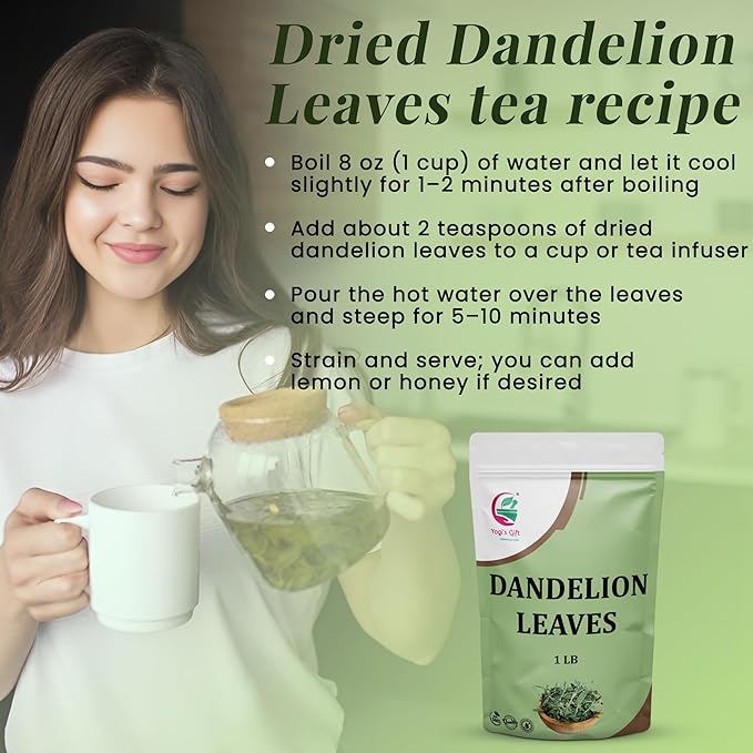 Dandelion Leaves 1 LB, 100% Natural & Pure, Ideal for Dandelion Tea, Herbal Blends & Wellness Uses