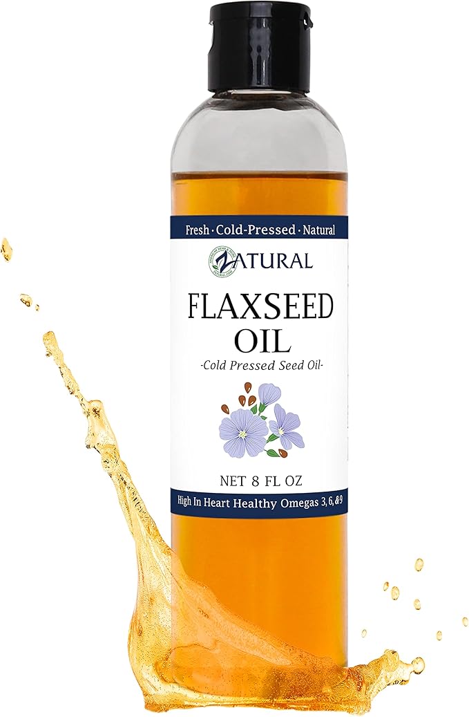 Zatural Flaxseed Oil Naturally Grown 100% Pure Flax Seeds Cold Pressed Vegan Omega Fatty Acids (8oz)
