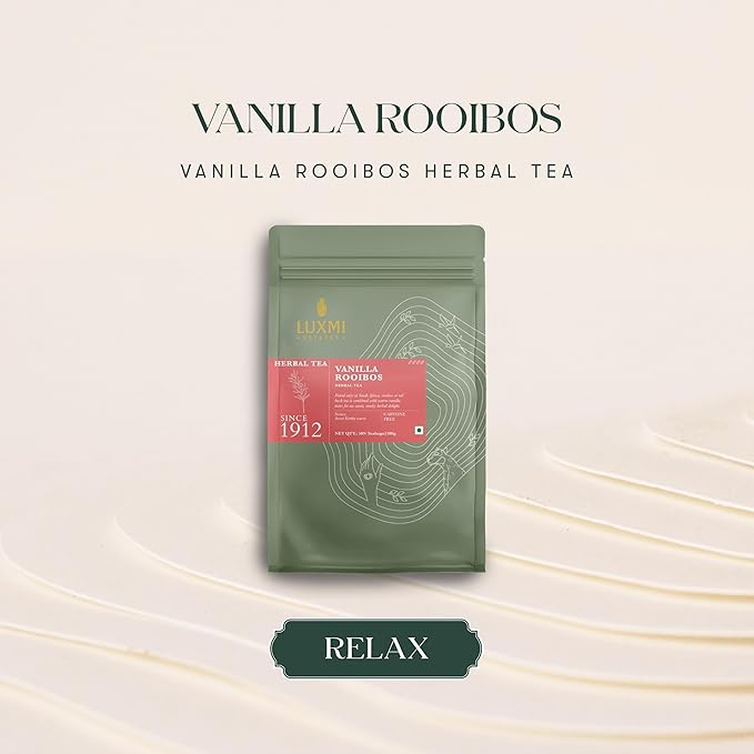 Luxmi Estates Rooibos Vanilla Organic Rooibos Tea (50 Tea Bags) Caffeine Free Tea Bags For