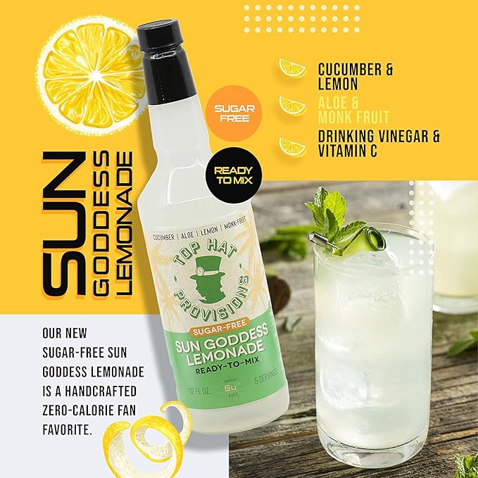 Top Hat Keto Sugar Free Cucumber Lemonade Mix - Naturally Sweetened with Monk Fruit - Craft Mixer