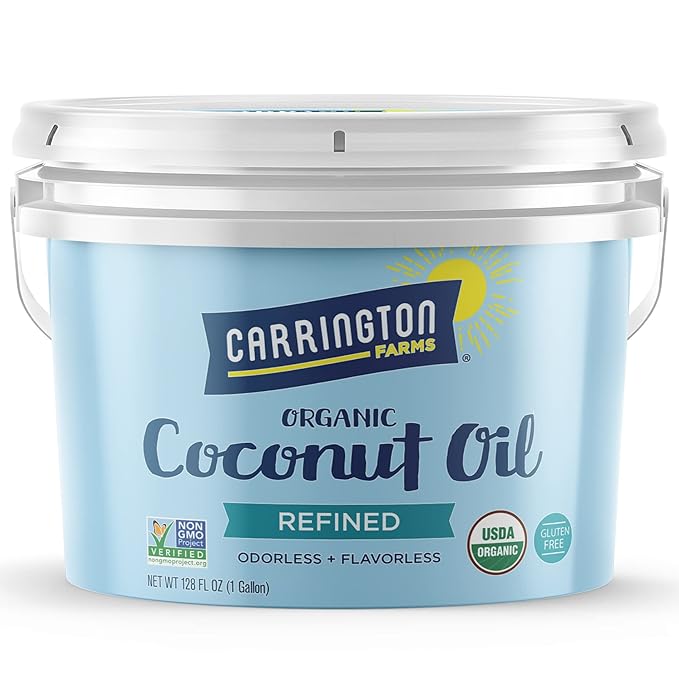 Carrington Farms Organic Refined Coconut Oil, 1 Gallon, Cold-Pressed, Non-GMO, Gluten-Free, Perfect