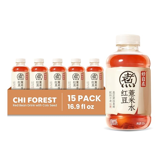 CHI FOREST Red Bean & Job's Tears Herbal Drink, Zero Sugar, Zero Fat, Zero Calories Beverage, 16.9