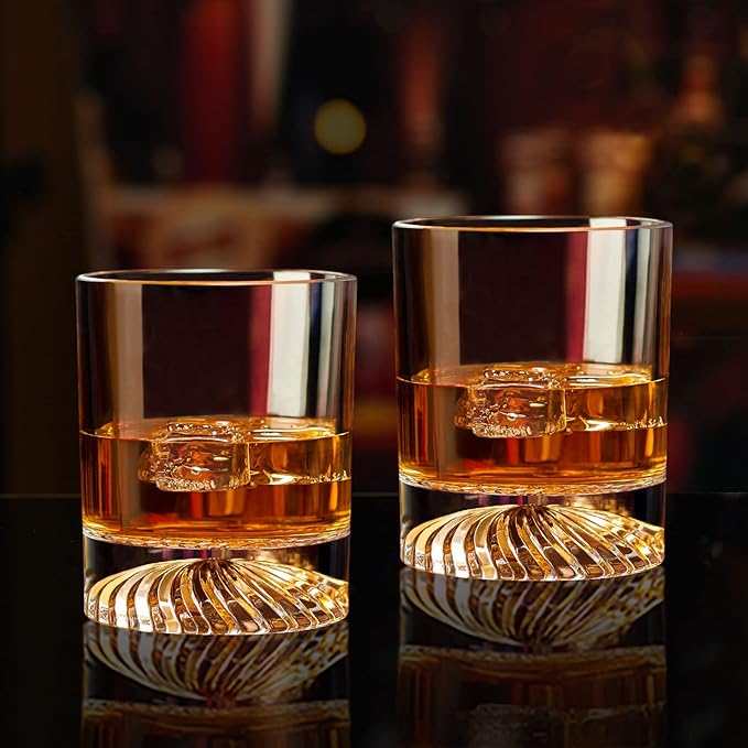Hand Blown Crystal Old Fashioned Whiskey Glasses Rocks Glasses Drinking Cocktail Bourbon Scotch Rum