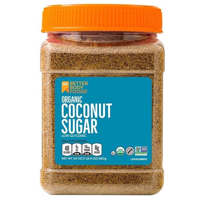 BetterBody Foods Organic Coconut Sugar, Gluten-Free, Non-GMO, Low Glycemic Sugar Substitute, 1.5