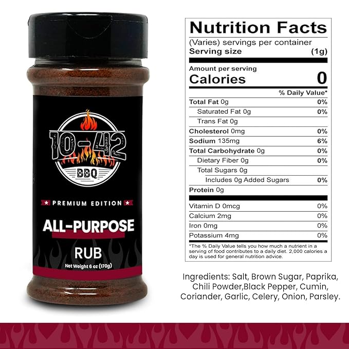 10-42 All-Purpose BBQ Rub Seasoning NO MSG, 0 Calorie | Premium Edition, All Natural Dry Meat Rubs