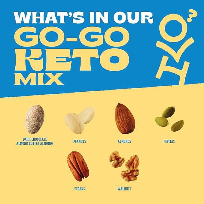 Orchard Valley Harvest Go-Go Keto Mix, 14 Pack (1.85 oz), Dark Chocolate Almonds, Peanuts, Walnuts