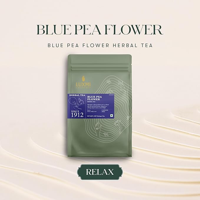 Luxmi Estates Butterfly Pea Flower Organic Blue Pea Flower Tea (50 Tea Bags) Caffeine Free Tea Bags