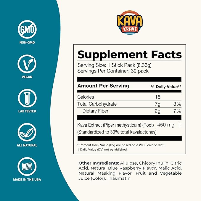 Citrus Berry Kava Drink Mix ??30 Pack for Natural Energy, Mood Support, Stress Relief & Nootropic