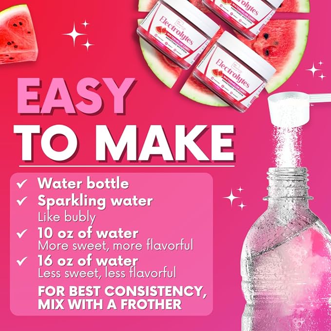 Zero Sugar - Watermelon Candy Electrolytes Powder - Refreshing Hydration - Caffeine Free Energy