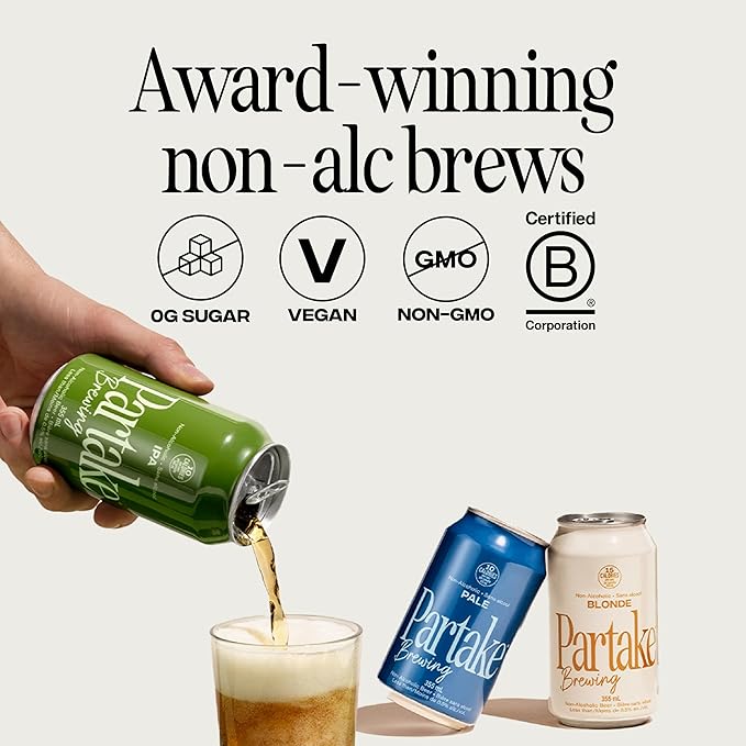 Partake Brewing Craft Non Alcoholic Beer, Variety Pack x 12 Fl Oz Cans - Low Calorie & Carb, No
