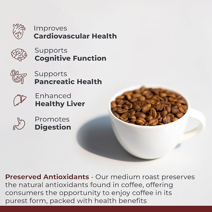 Quantum Organic Whole Roasted Coffee Beans - Medium Roast, From Guji Region of Ethiopia, Crafted
