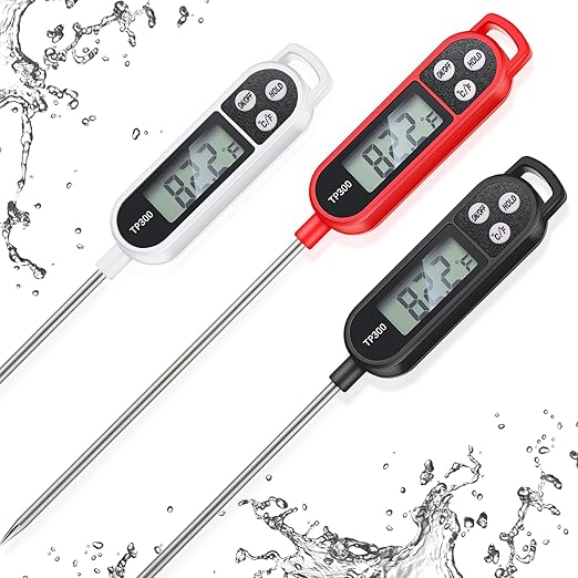 3 Pcs Instant Read Meat Thermometer with Long Probe 9.65 Inch Kitchen Cooking Food Candy Waterproof