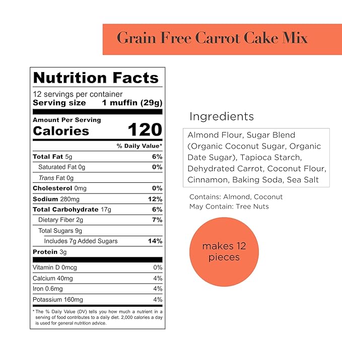 Stellar Eats Grain-Free Carrot Cake & Muffin Baking Mix | Gluten-Free, Dairy-Free, Plant-Based