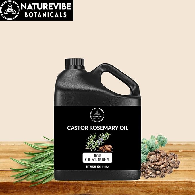 Naturevibe Botanicals Castor Rosemary Oil 32 Ounces | 100% Pure and Natural | Great for Skin Care