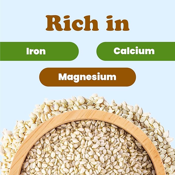 Hulled Sesame Seeds, 2 Pounds — Non-GMO Verified, Whole Raw White Sesame Seeds, Kosher and Vegan